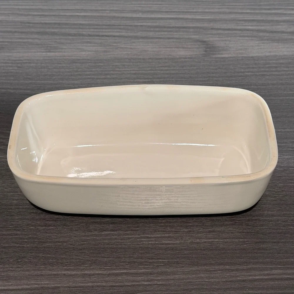Vintage C&R Japan Cream Ceramic Butter Dish with Lid Minimalist Off White 8 Inch